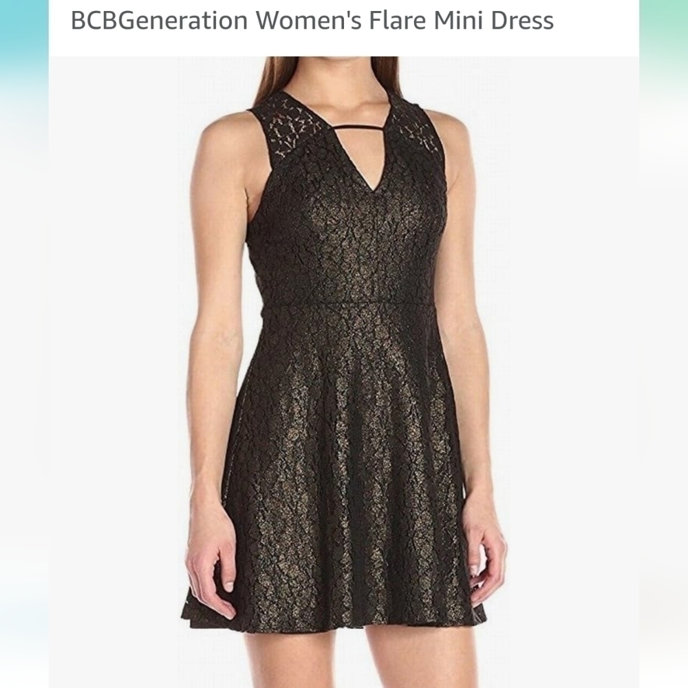 NWOT BCBGENERATION Women's Metallic Flare Minidress SIZE 2